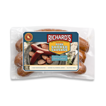Richards Reduced Sodium Pork Smoked Sausage 1 lb Richards Reduced Sodium Pork Smoked Sausage 1 lb
