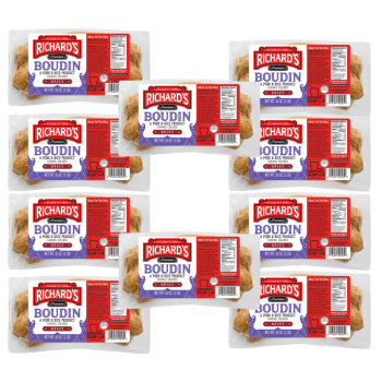 Richard's Hot Pork Boudin 16 oz Pack of 10