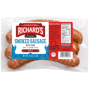 Richards Smoked Hot Pork Sausage 1 lb