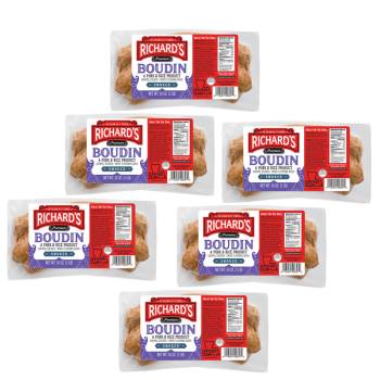Richard's Smoked Pork Boudin 16 oz Pack of 6 Richard's Smoked Pork Boudin 16 oz Pack of 6