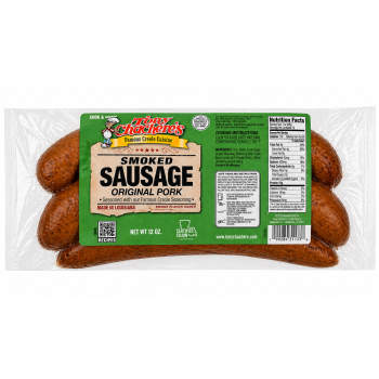 Tony Chachere’s Original Pork Smoked Sausage 12 oz Tony Chachere’s Original Pork Smoked Sausage 12 oz Cajun sausage links